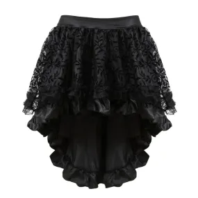 Girlary-shop group halloween costumes Corset Skirt Elastic Waist Zipper Solid Color Flocking Irregular Skirt