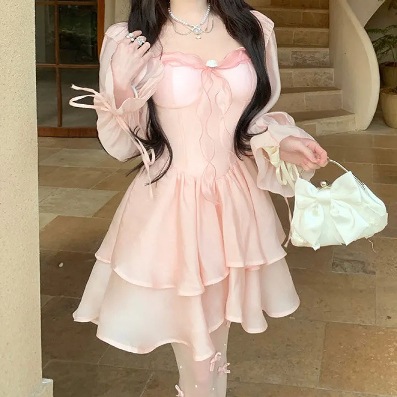 Girlary-shop harajuku dress to impress Lantern Sleeve Super Fairy Little Skirt Gentle Birthday Skirt Slimming Skirt Dress