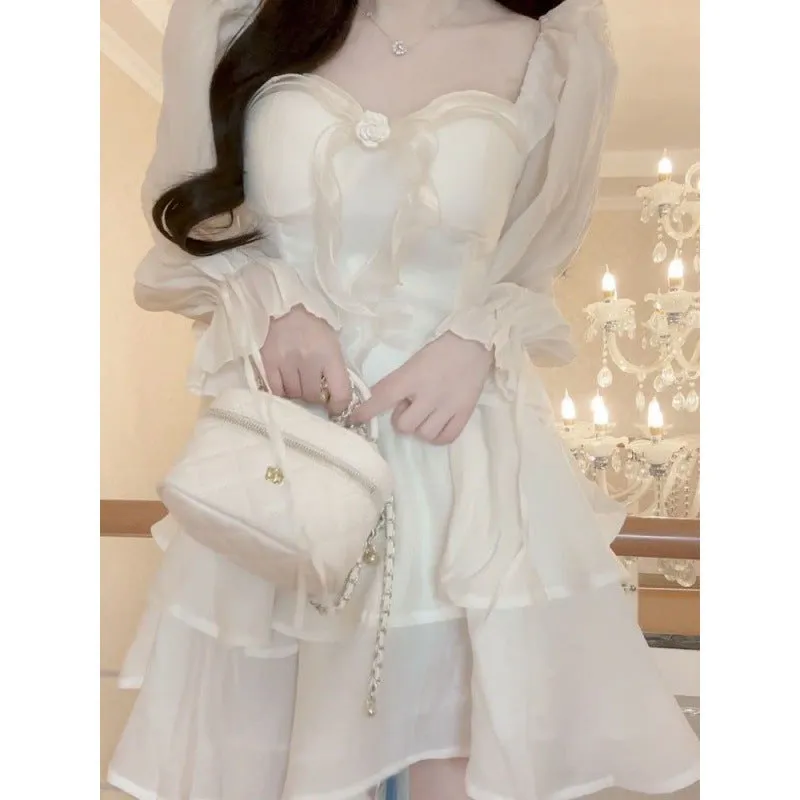 Girlary-shop harajuku dress to impress Lantern Sleeve Super Fairy Little Skirt Gentle Birthday Skirt Slimming Skirt Dress