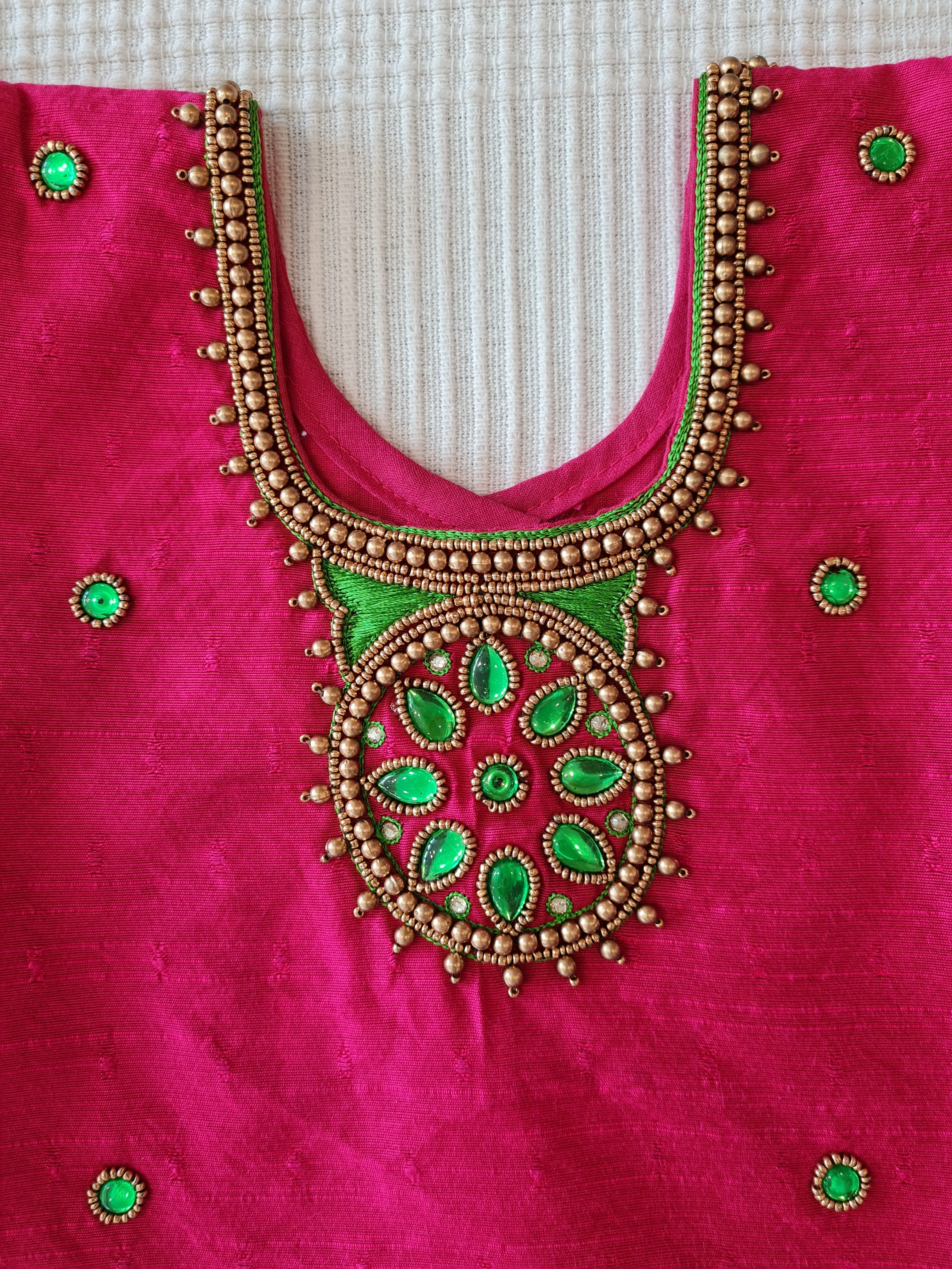 Girls Pink and Green Pavadai Set