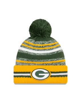 Green Bay Packers New Era 2021 NFL Sideline - Sport Official Pom Cuffed Knit Hat - Yellow/Green
