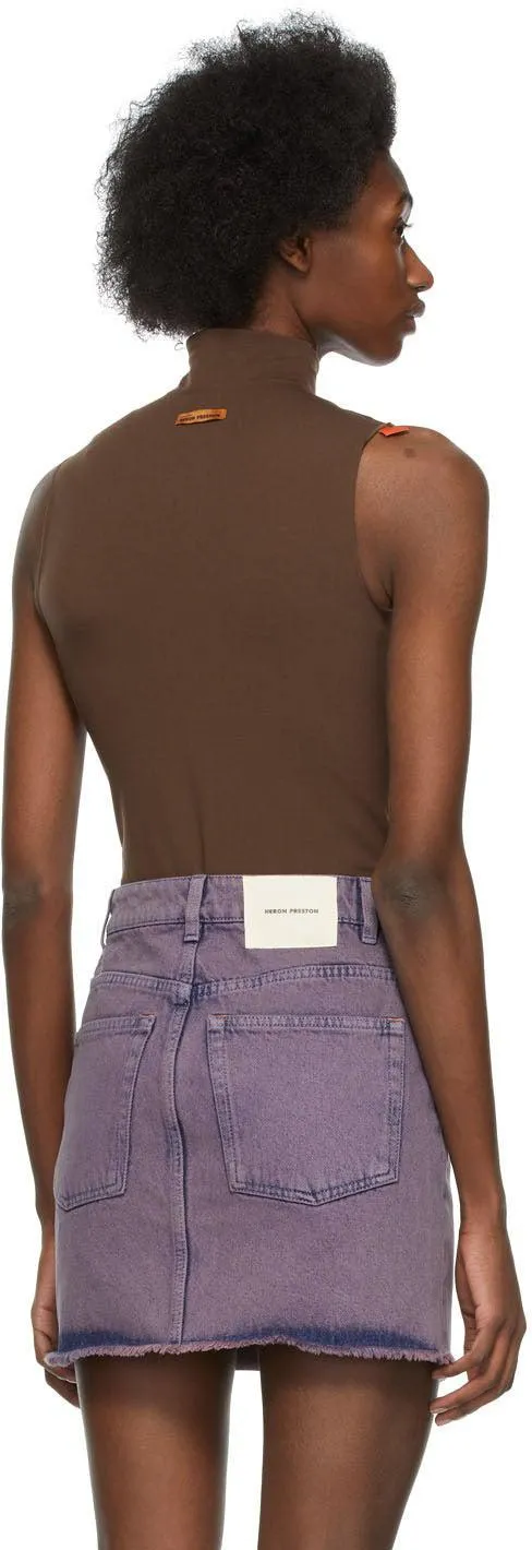 Heron Preston Brown High-Neck Sleeveless Bodysuit