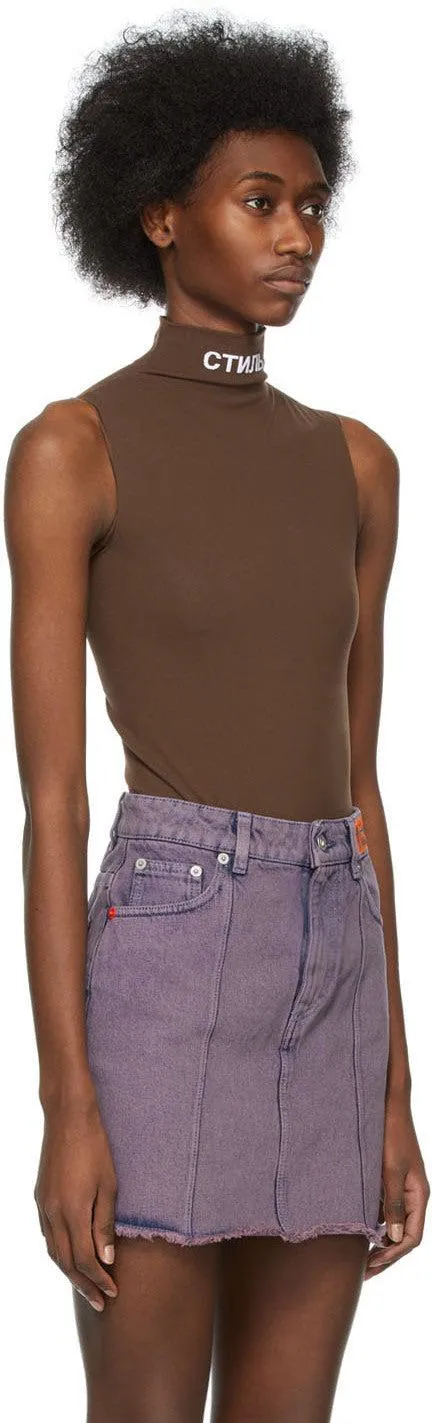 Heron Preston Brown High-Neck Sleeveless Bodysuit