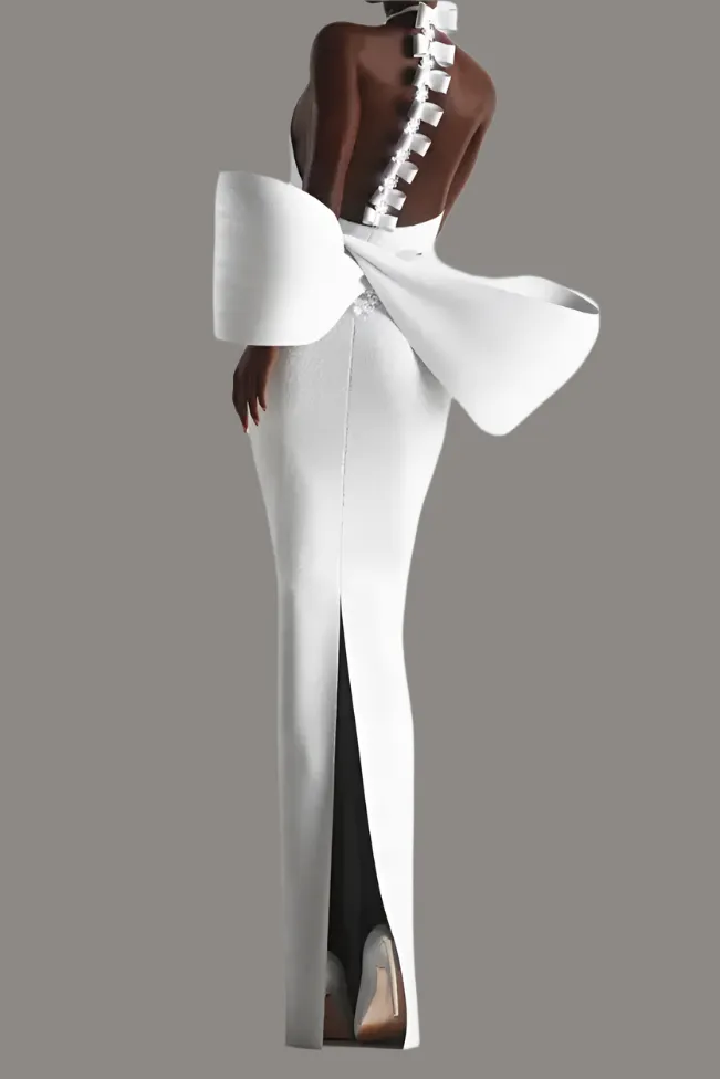 HERONE Huge Bow Split Bandage Maxi Dress
