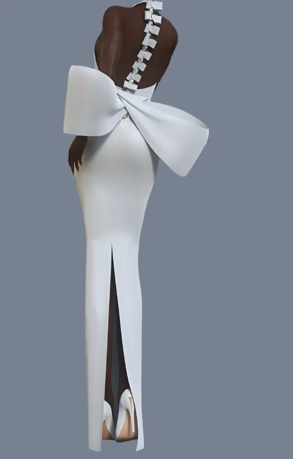 HERONE Huge Bow Split Bandage Maxi Dress