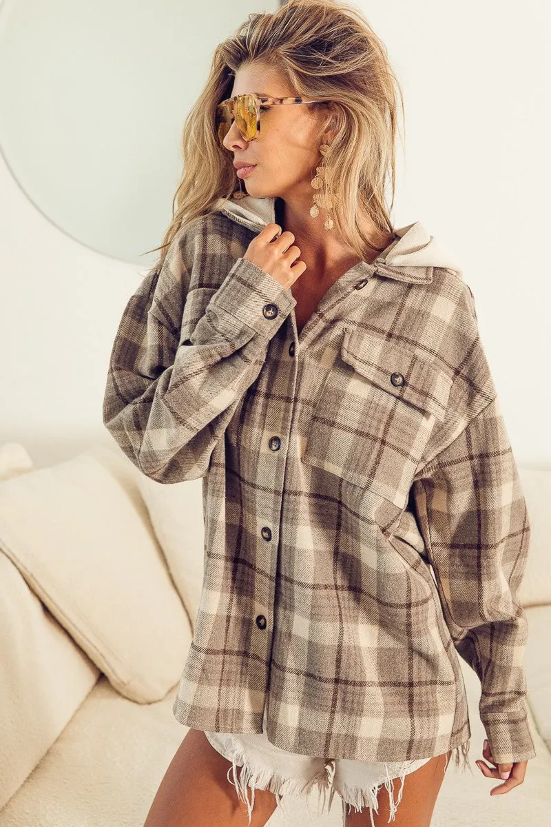 IP5917G-01 | VINTAGE PLAID SHACKET WITH FLEECE HOOD