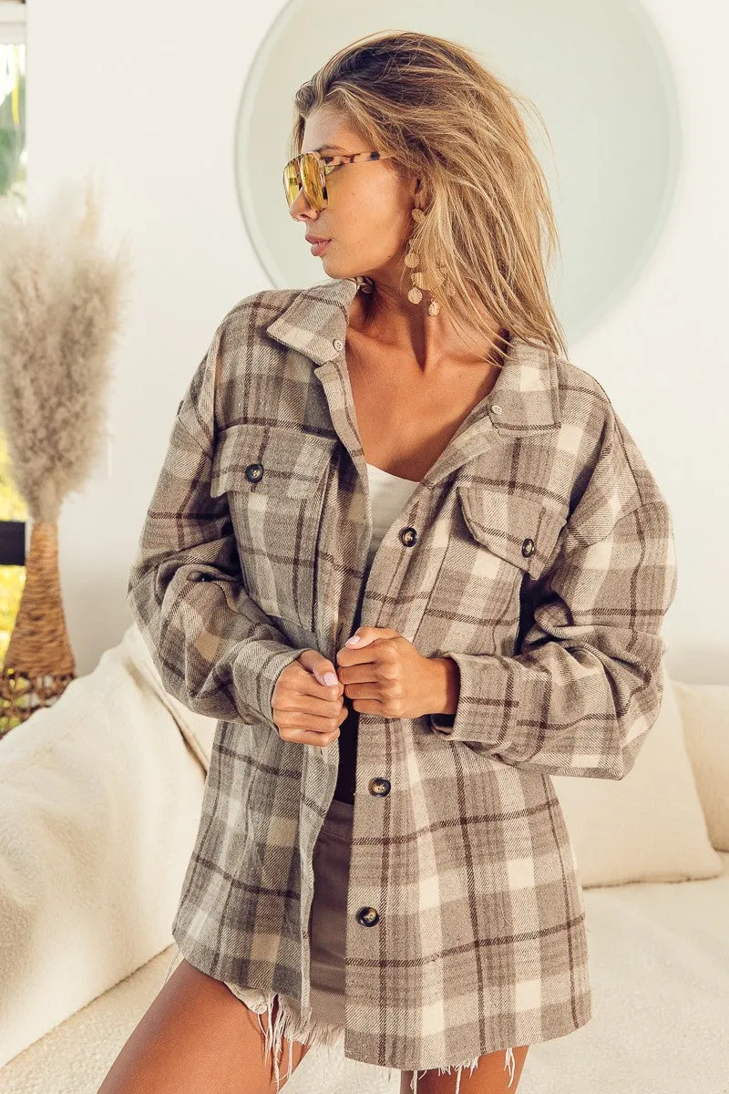 IP5917G-01 | VINTAGE PLAID SHACKET WITH FLEECE HOOD
