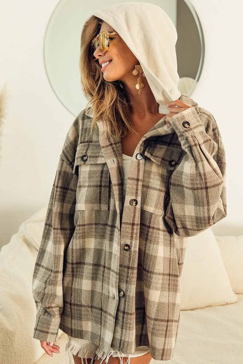 IP5917G-01 | VINTAGE PLAID SHACKET WITH FLEECE HOOD