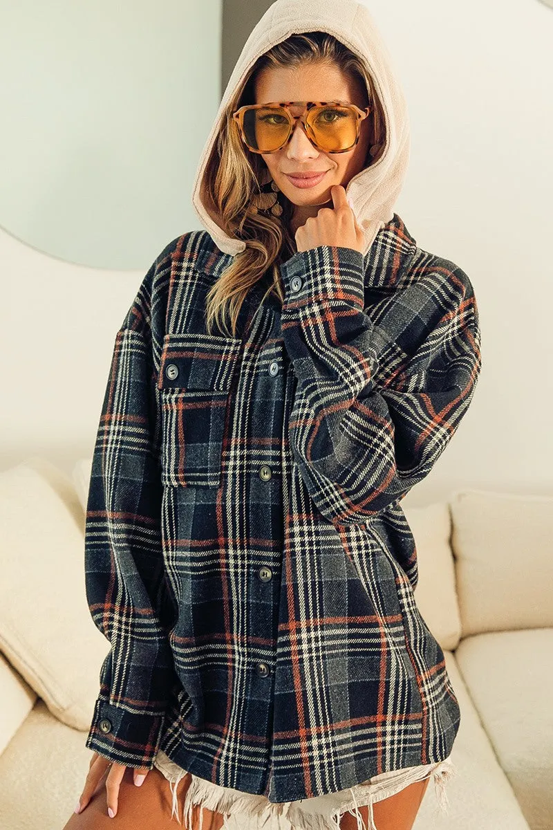 IP5917G-01 | VINTAGE PLAID SHACKET WITH FLEECE HOOD
