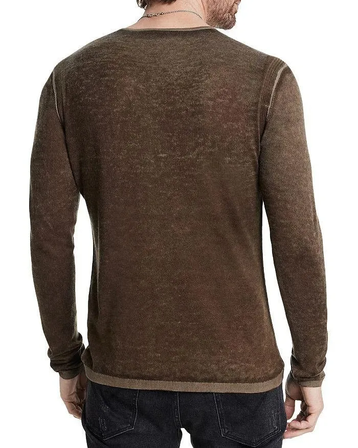 John Varvatos Mens Regular fit Long Sleeve Henley Shirt Small Brown Solid