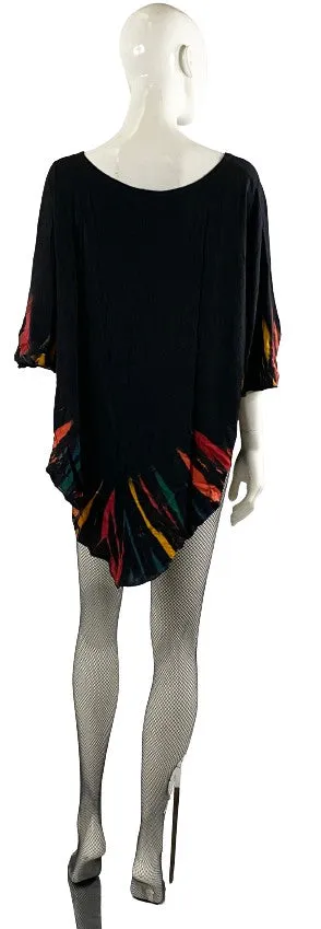 Kamana Poncho Top Black Tie Dye NWT   Size OS   SKU 000349-3