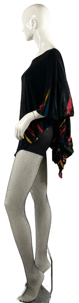 Kamana Poncho Top Black Tie Dye NWT   Size OS   SKU 000349-3