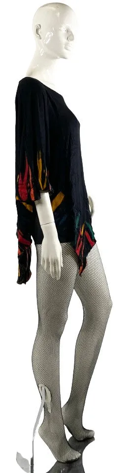 Kamana Poncho Top Black Tie Dye NWT   Size OS   SKU 000349-3