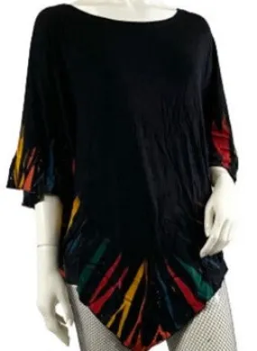 Kamana Poncho Top Black Tie Dye NWT   Size OS   SKU 000349-3