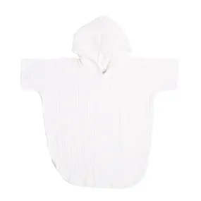 Kids White Muslin Cotton Poncho