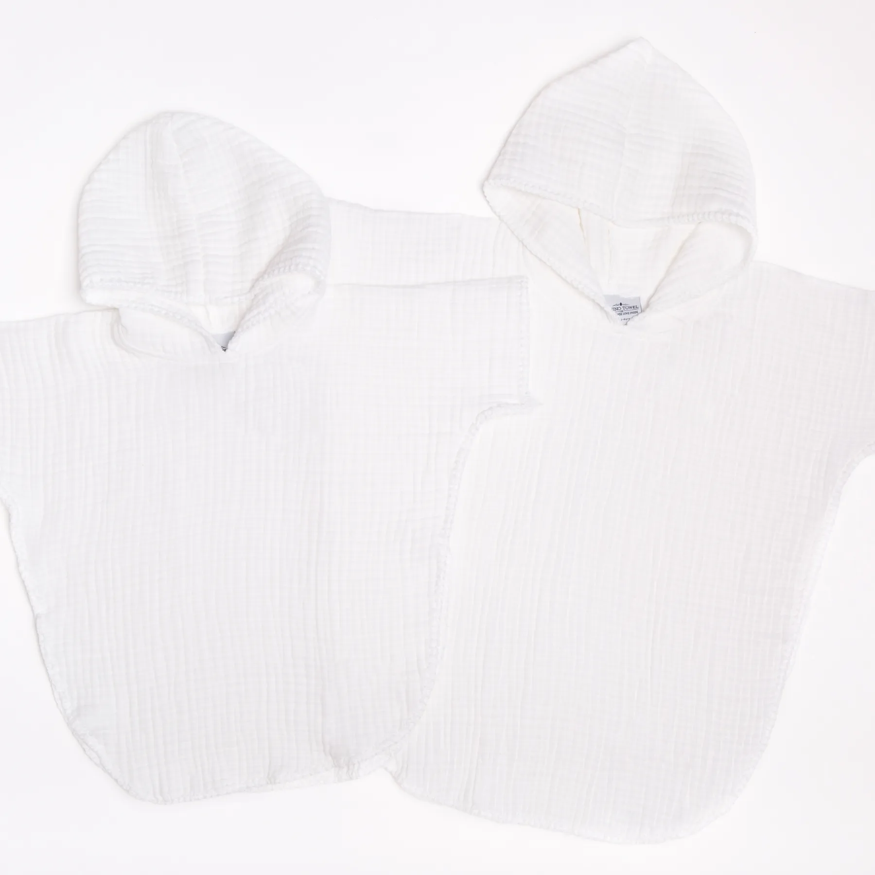 Kids White Muslin Cotton Poncho