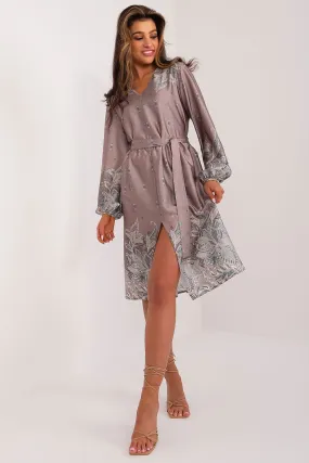 Long sleeves flared bottom cocktail dress