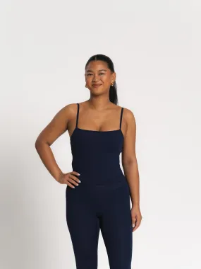 Lux Built-In Strappy Tank Top - Navy