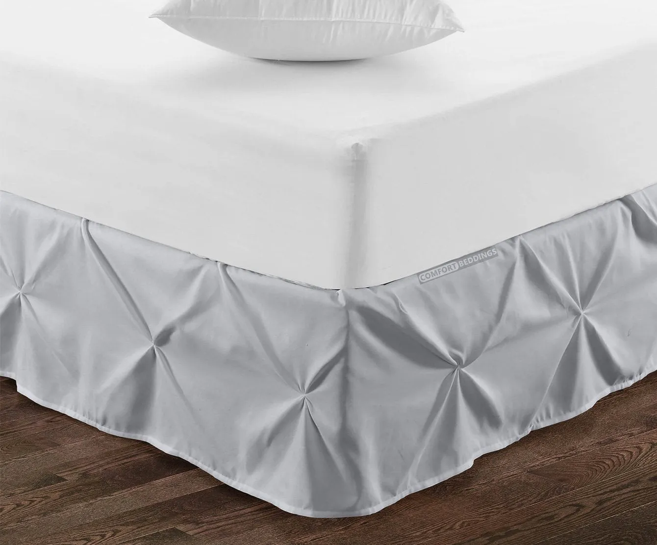 Luxury Light Grey Pinch Bed Skirt