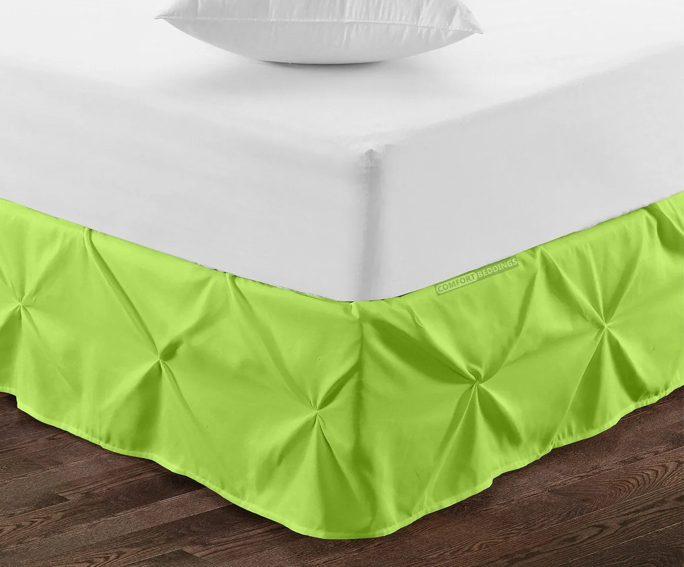 Luxury Parrot Green Pinch Bed Skirt
