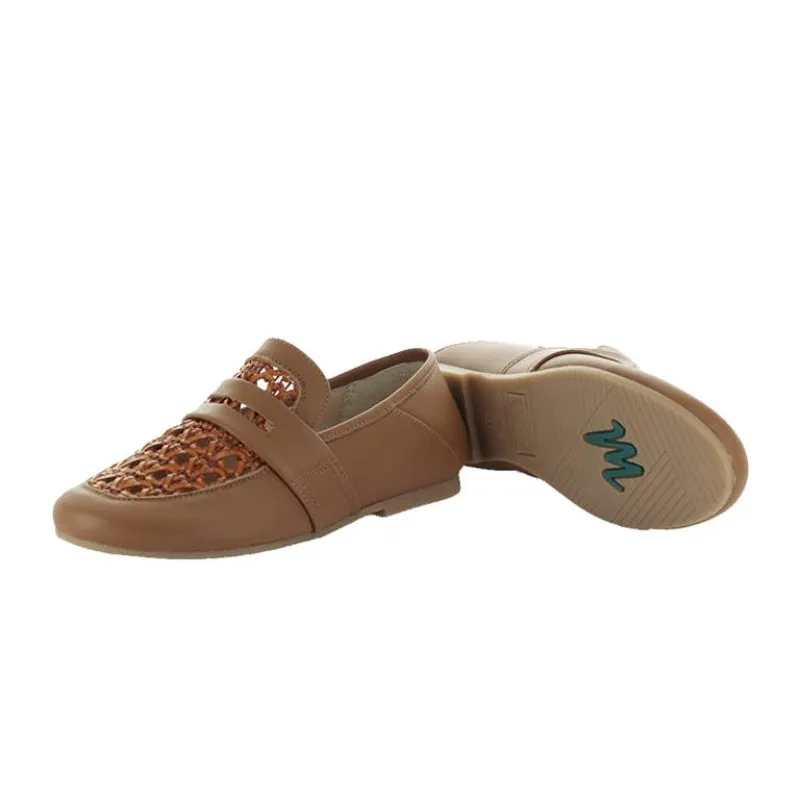 Manuela De Juan Manon Cognac Net Slip On Penny Loafer S2976