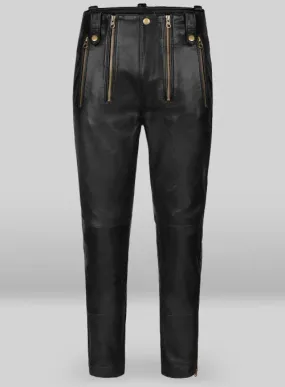 Men's Genuine Leather slim fit Anchor Jeans Pants
