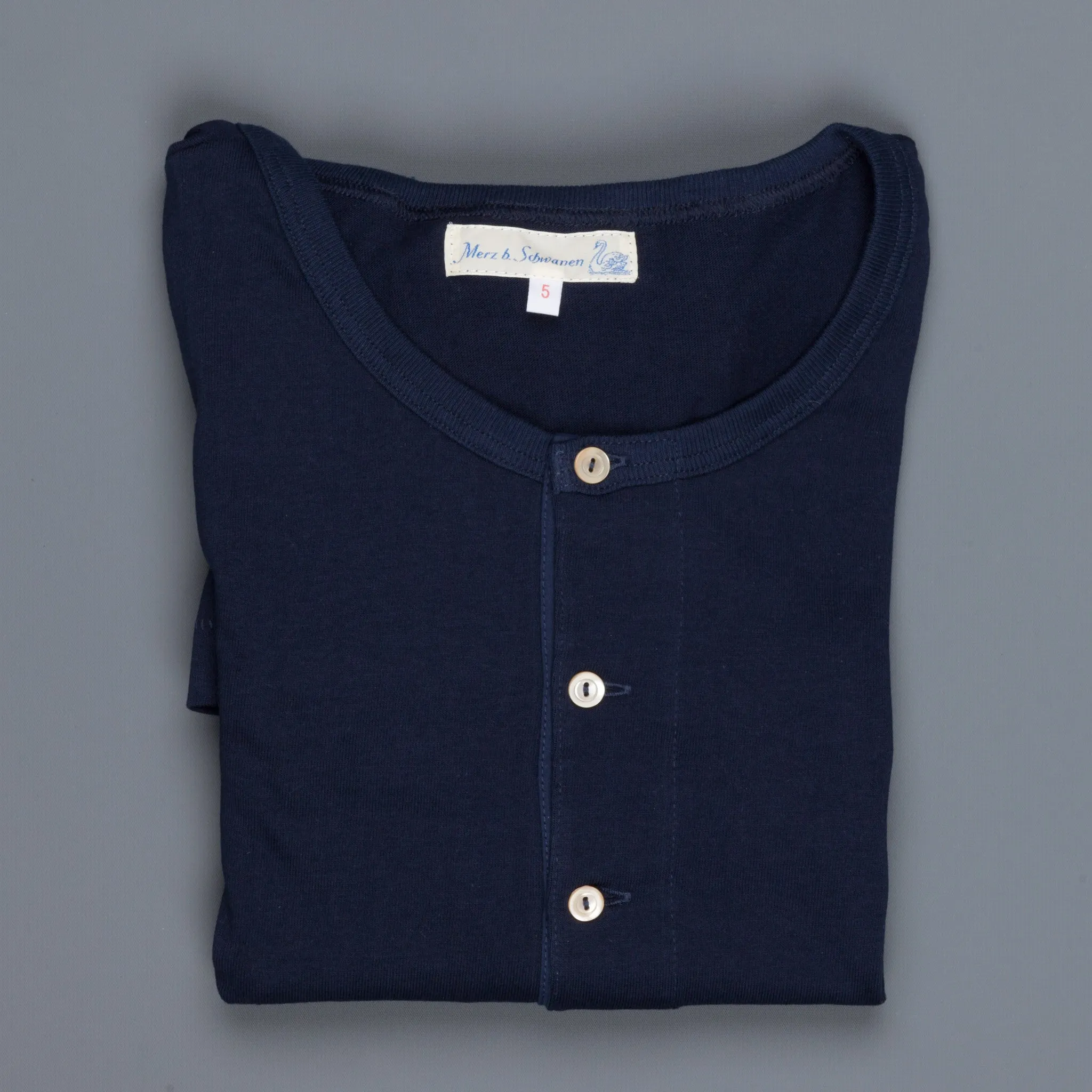 Merz B. Schwanen 206 Button Facing Shirt 1/1 Sleeve Ink Blue