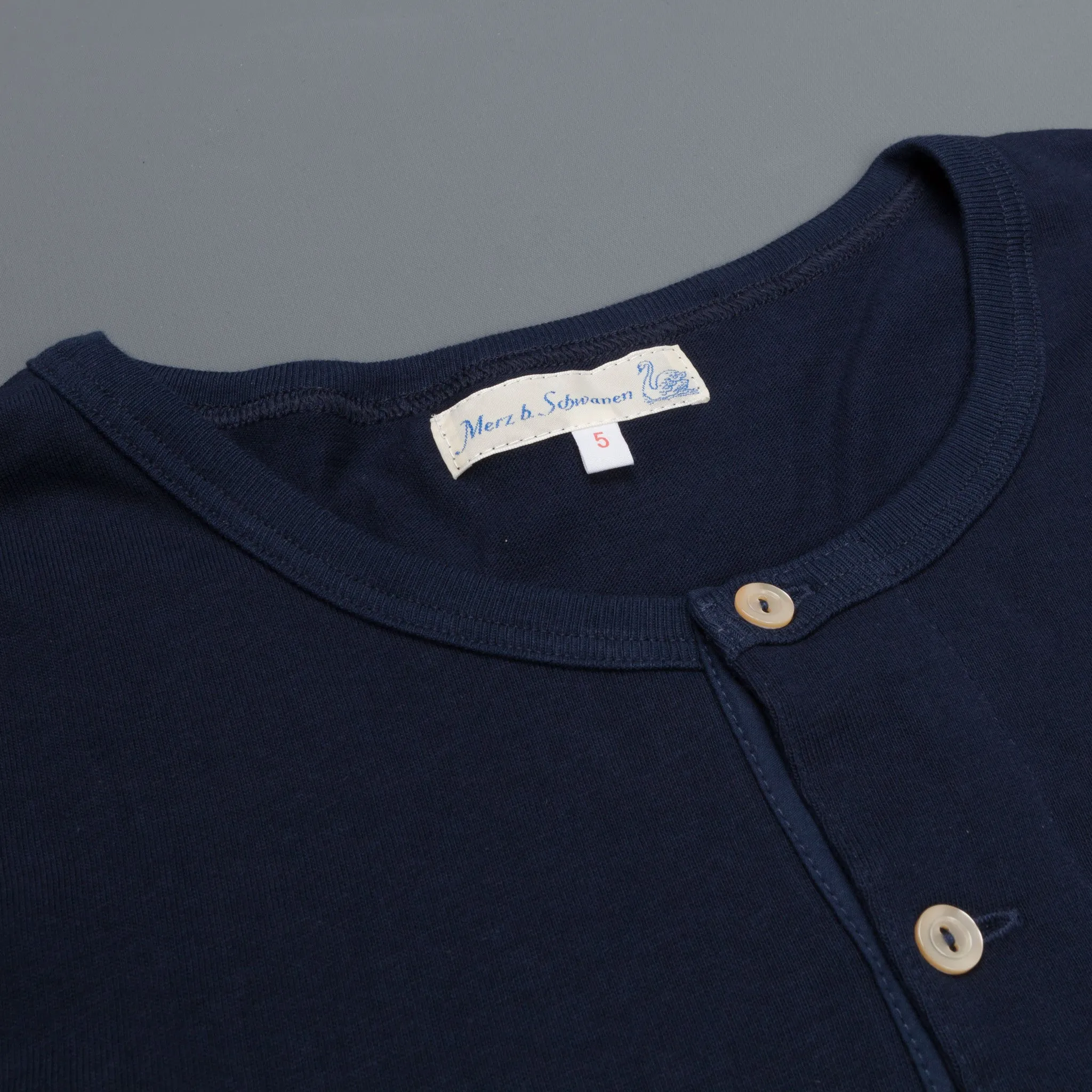 Merz B. Schwanen 206 Button Facing Shirt 1/1 Sleeve Ink Blue