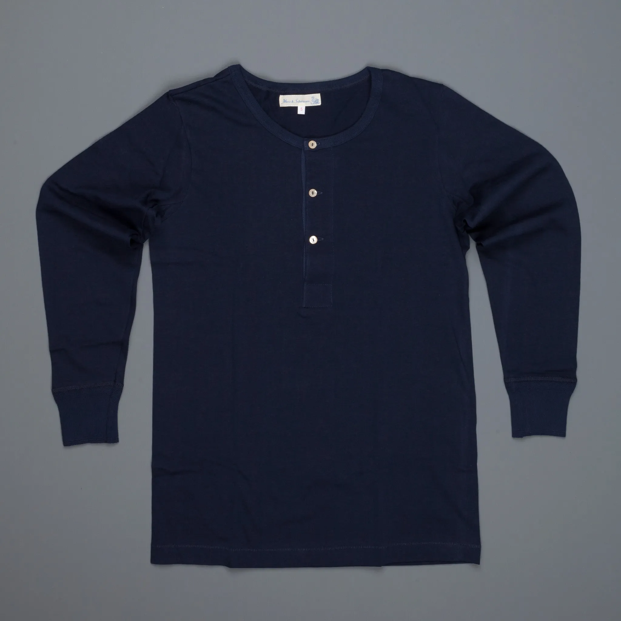 Merz B. Schwanen 206 Button Facing Shirt 1/1 Sleeve Ink Blue