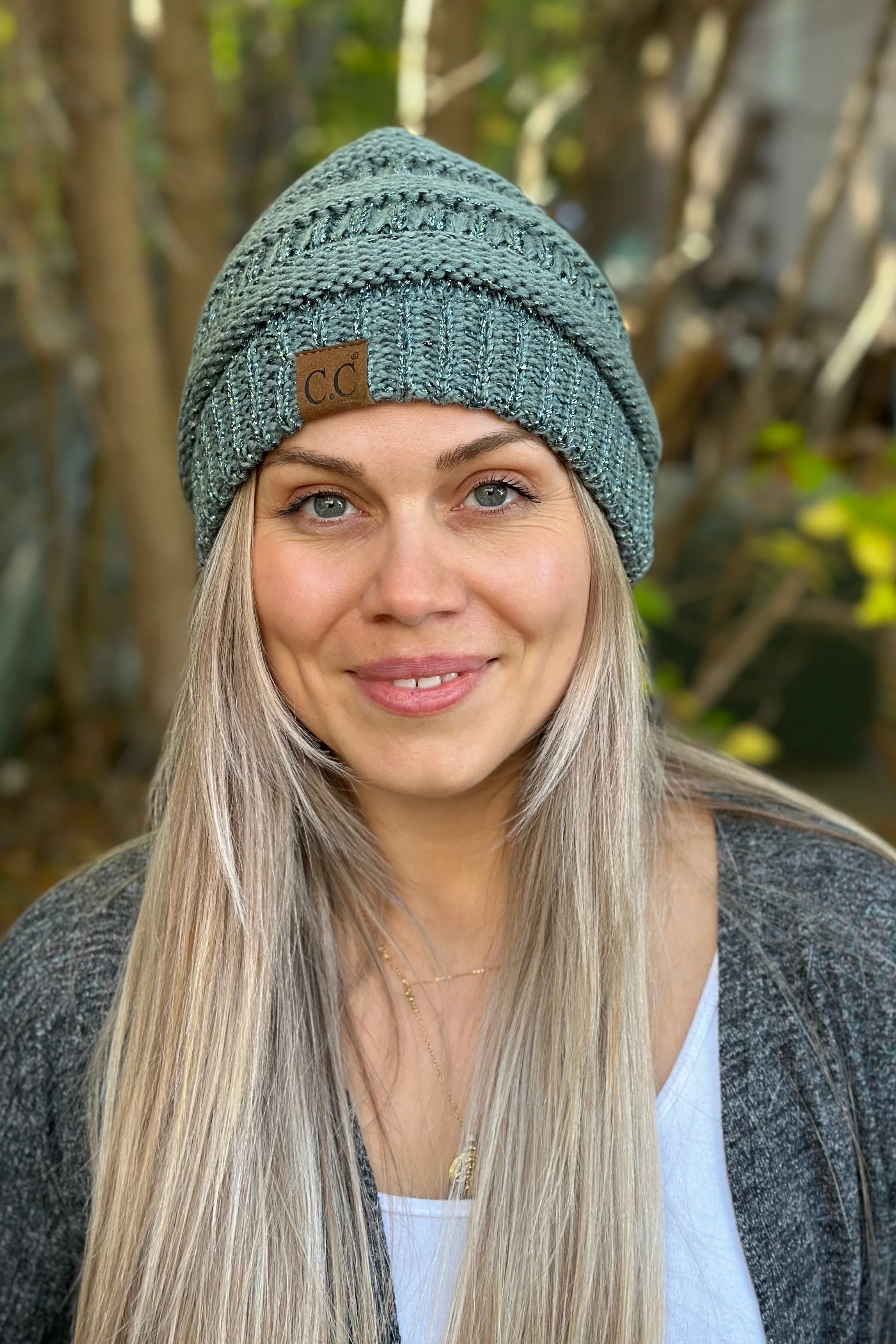 Metallic Knit Beanie