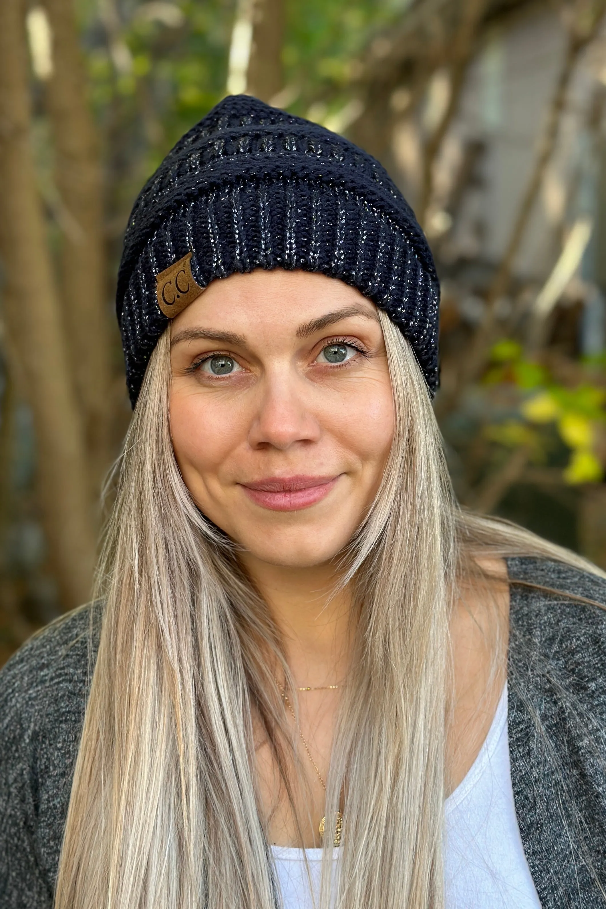 Metallic Knit Beanie