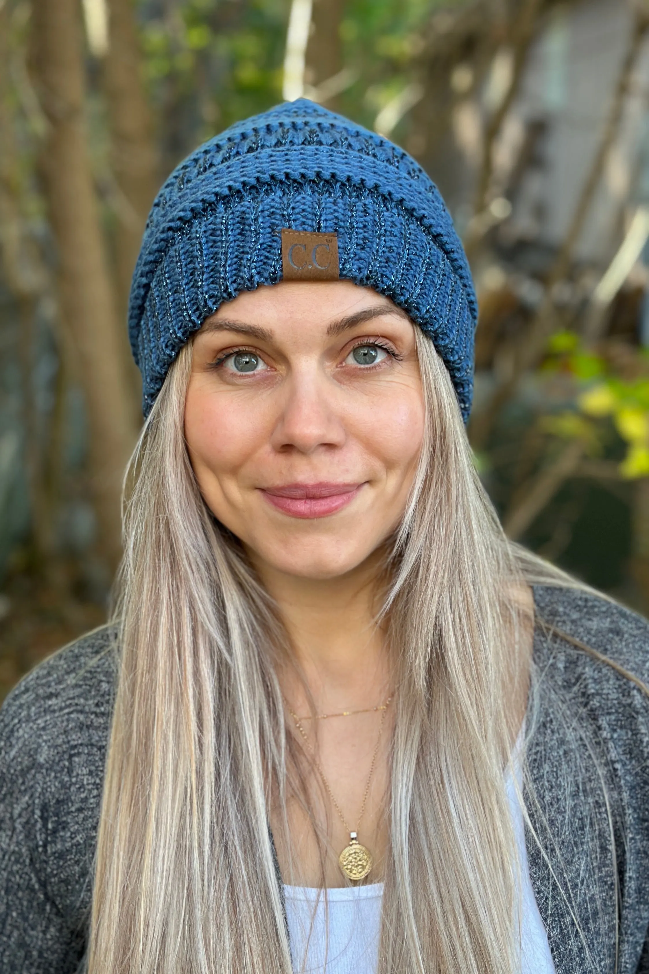 Metallic Knit Beanie