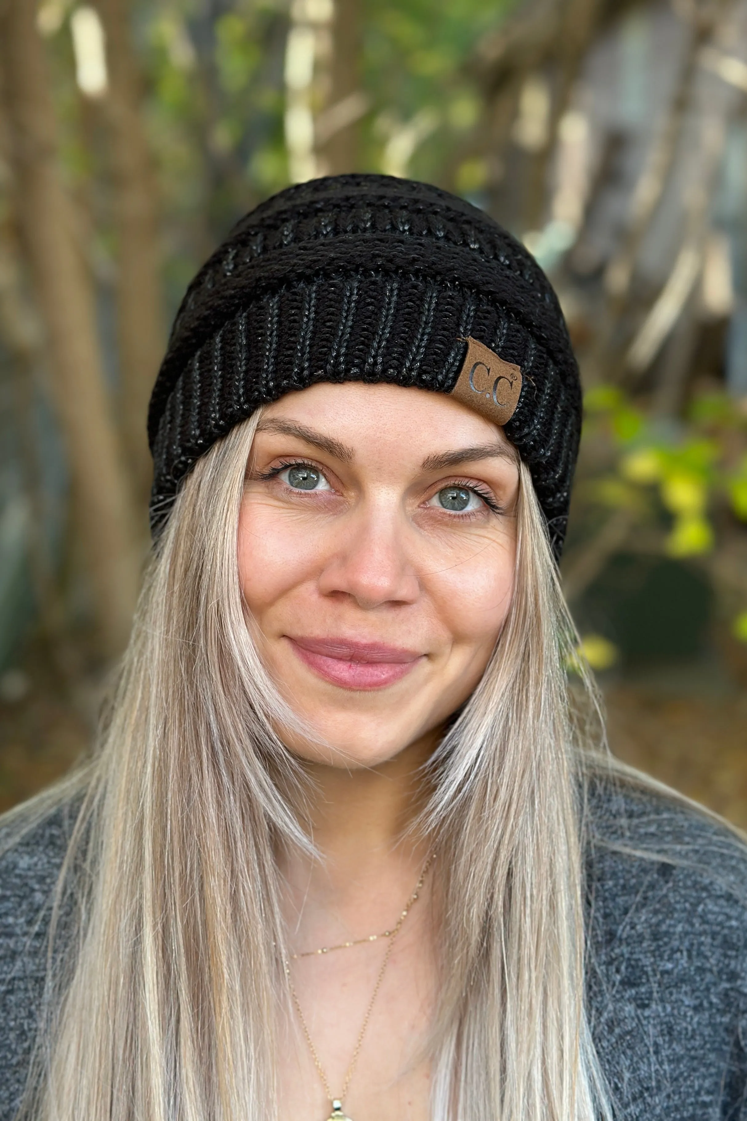 Metallic Knit Beanie