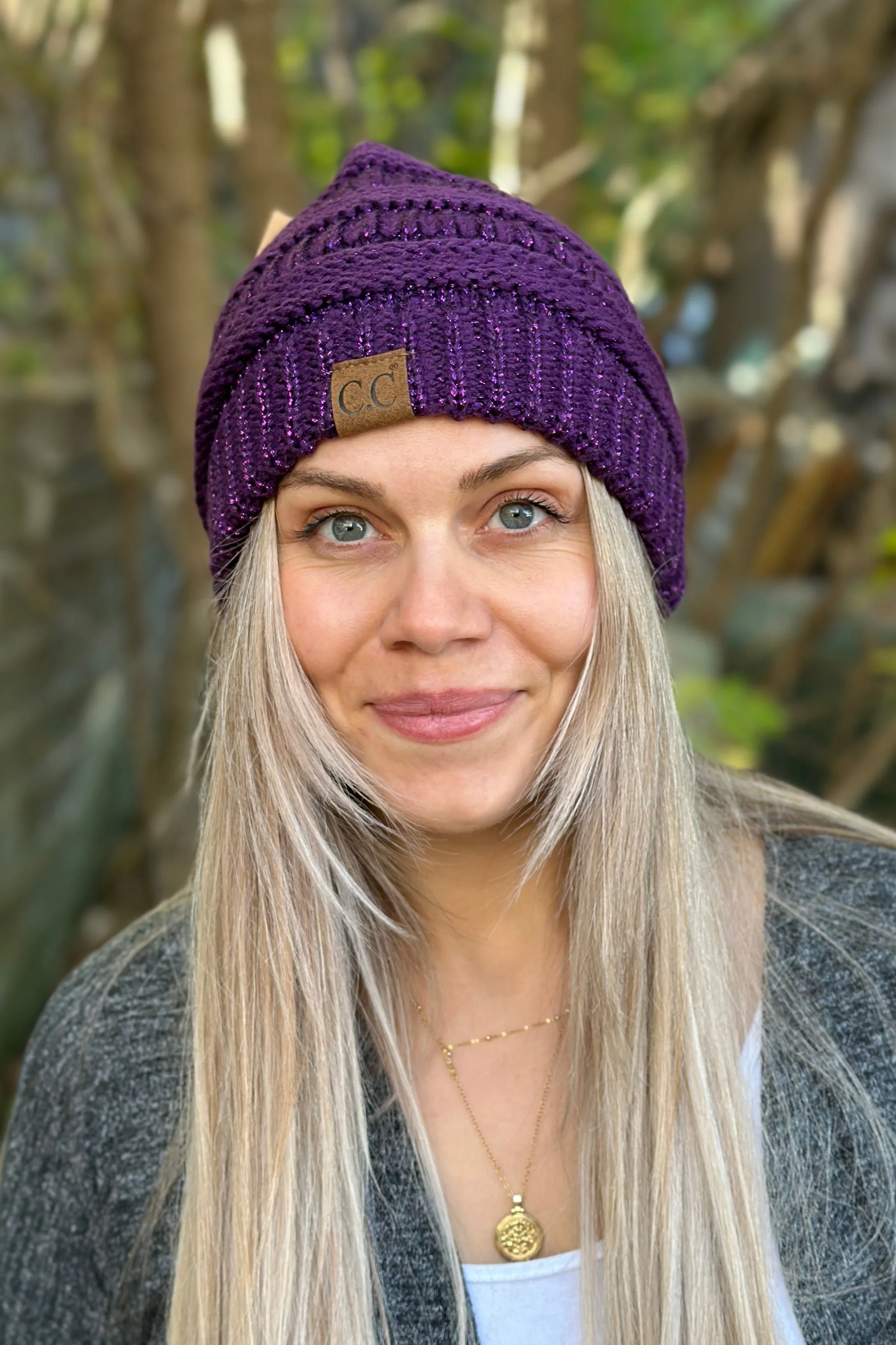 Metallic Knit Beanie