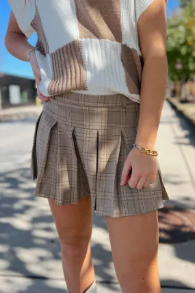 Paloma Pleated Mini Skirt - Brown