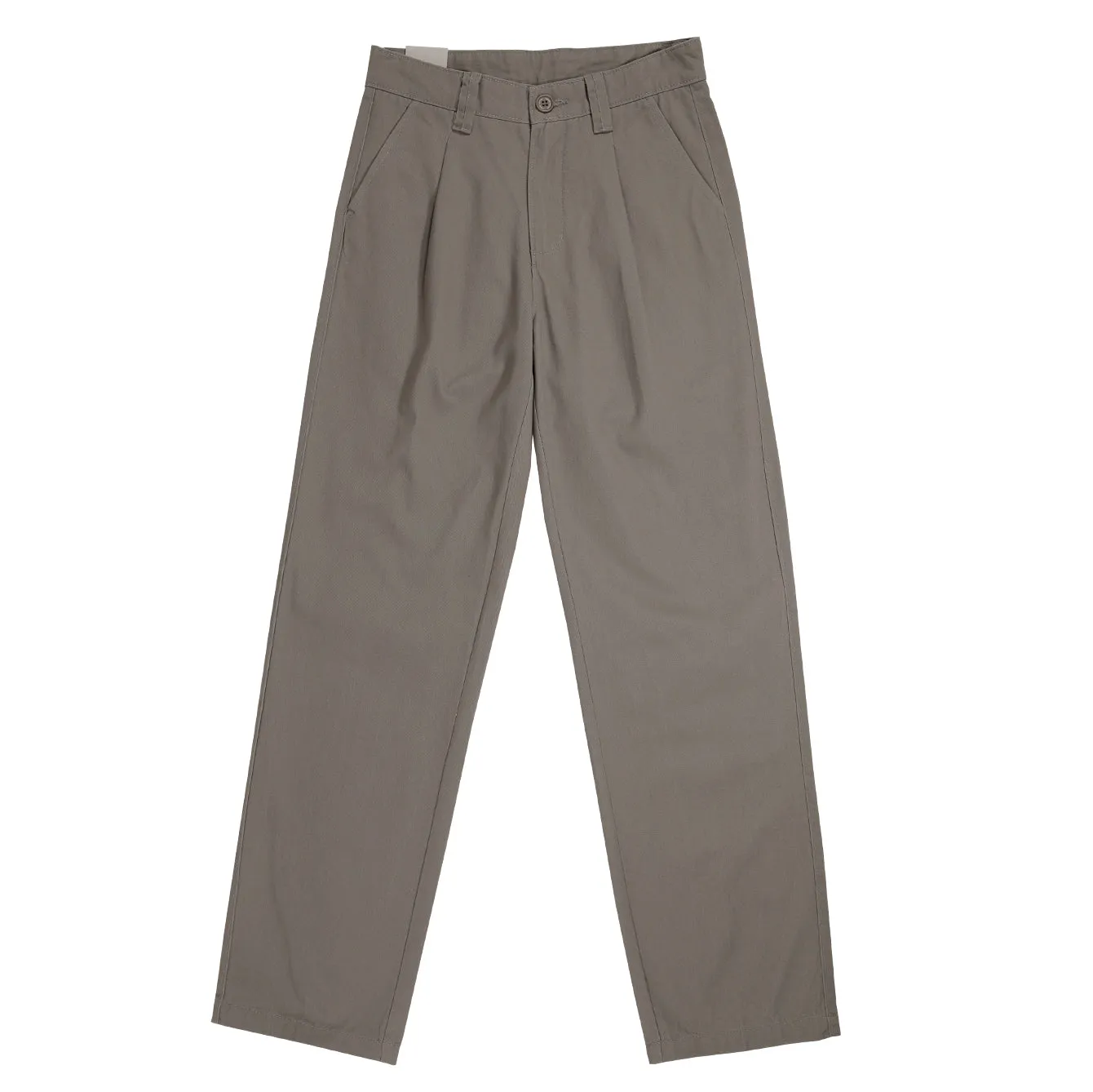 Pleat Chino Trousers Regular Fit in Cotton Twill with 5 Pockets 3 Colours Solid