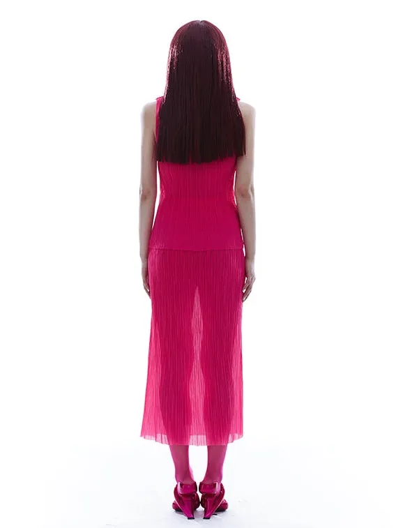 Pleated Sleeveless Top & Skirt Setup
