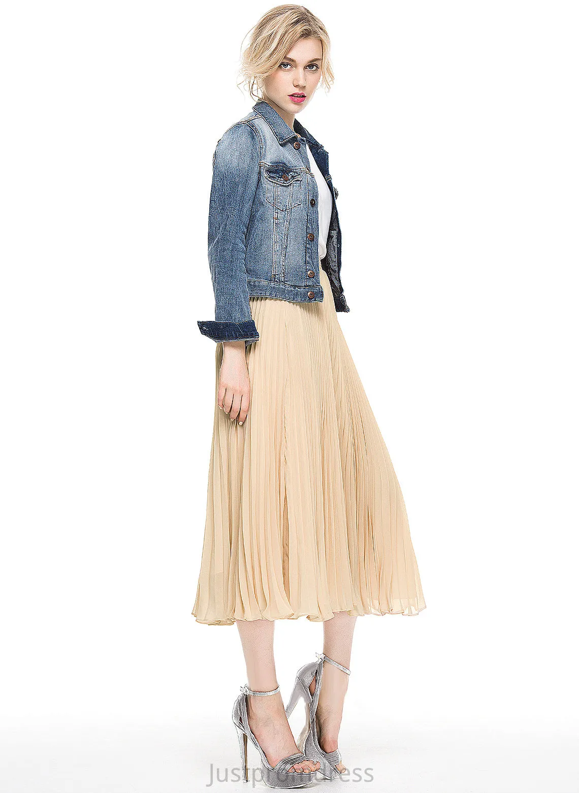 Pleated With A-Line/Princess Cocktail Chelsea Skirt Chiffon Tea-Length Cocktail Dresses