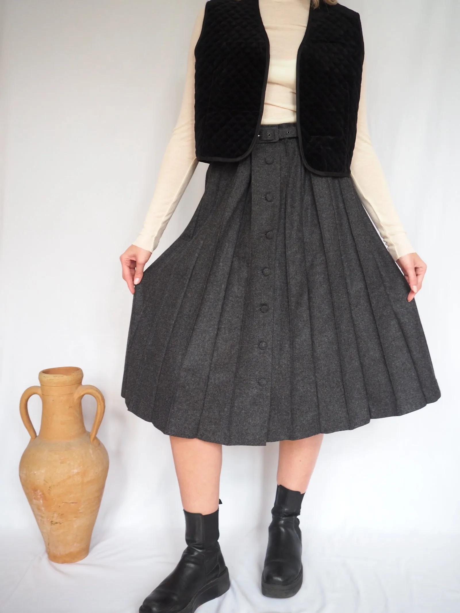 Pleated Wool Skirt