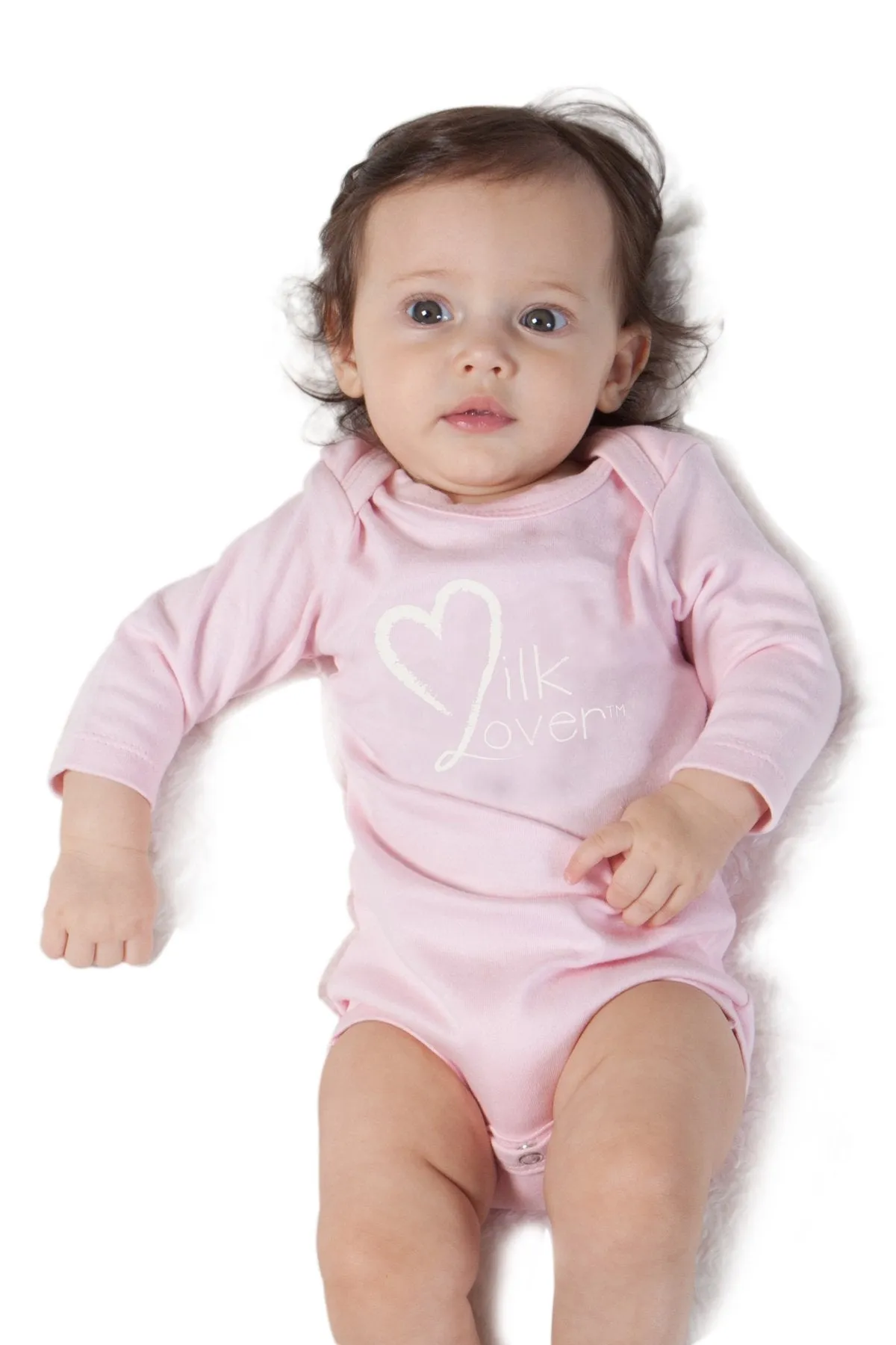 Poncho Baby Organic Onesie - Pink (Milk Lover) - Long Sleeves