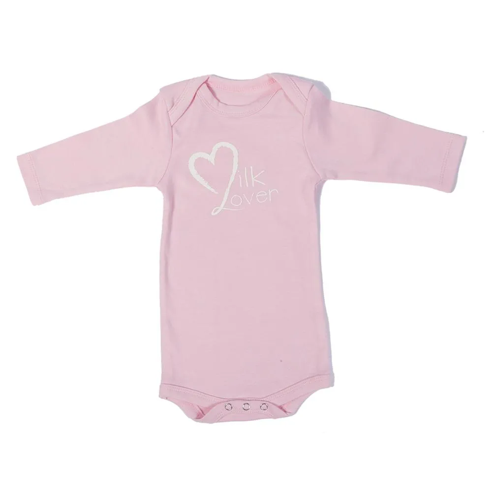 Poncho Baby Organic Onesie - Pink (Milk Lover) - Long Sleeves