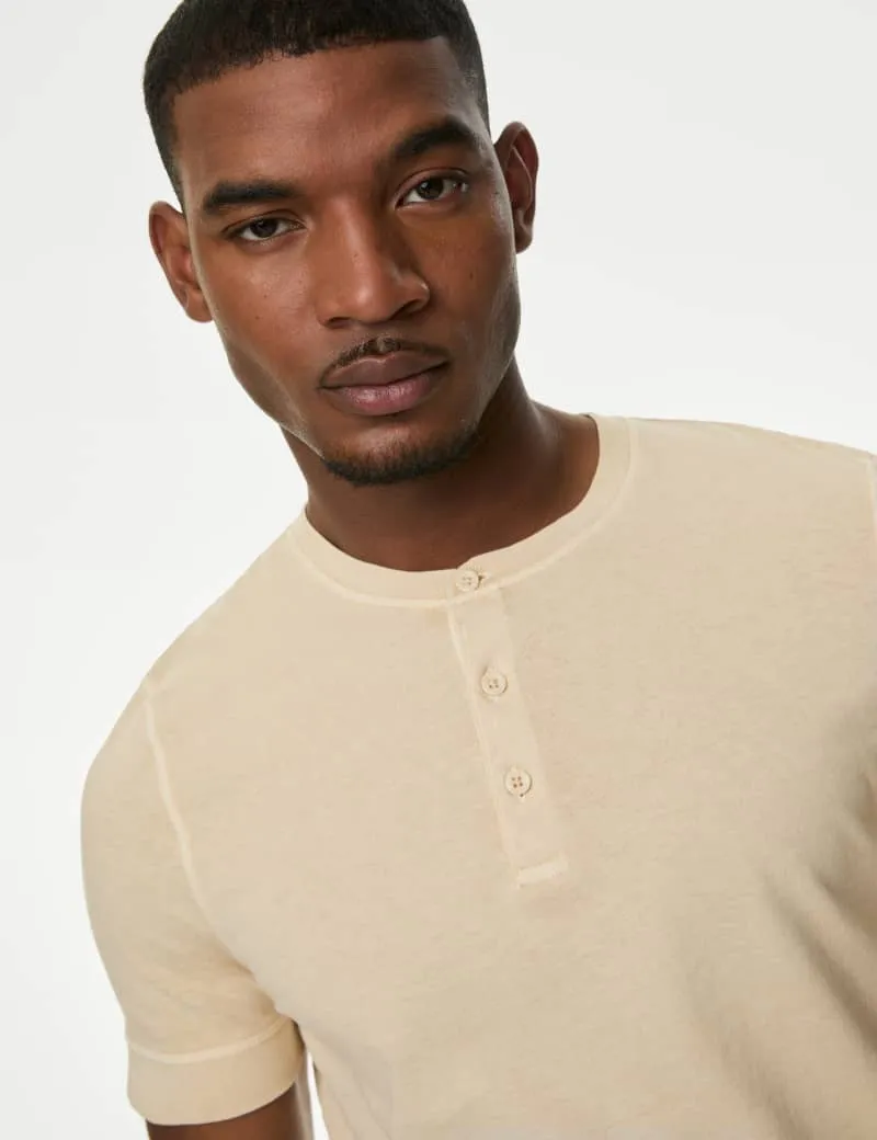 Pure Cotton Henley T-Shirt