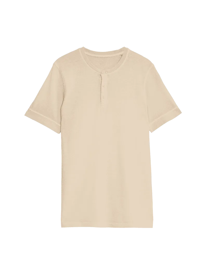 Pure Cotton Henley T-Shirt