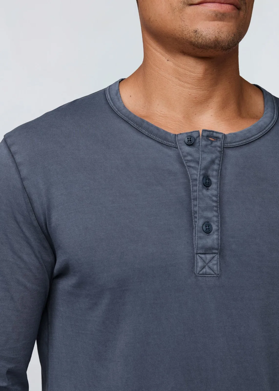 PurePima Vintage Henley - Washed Indigo