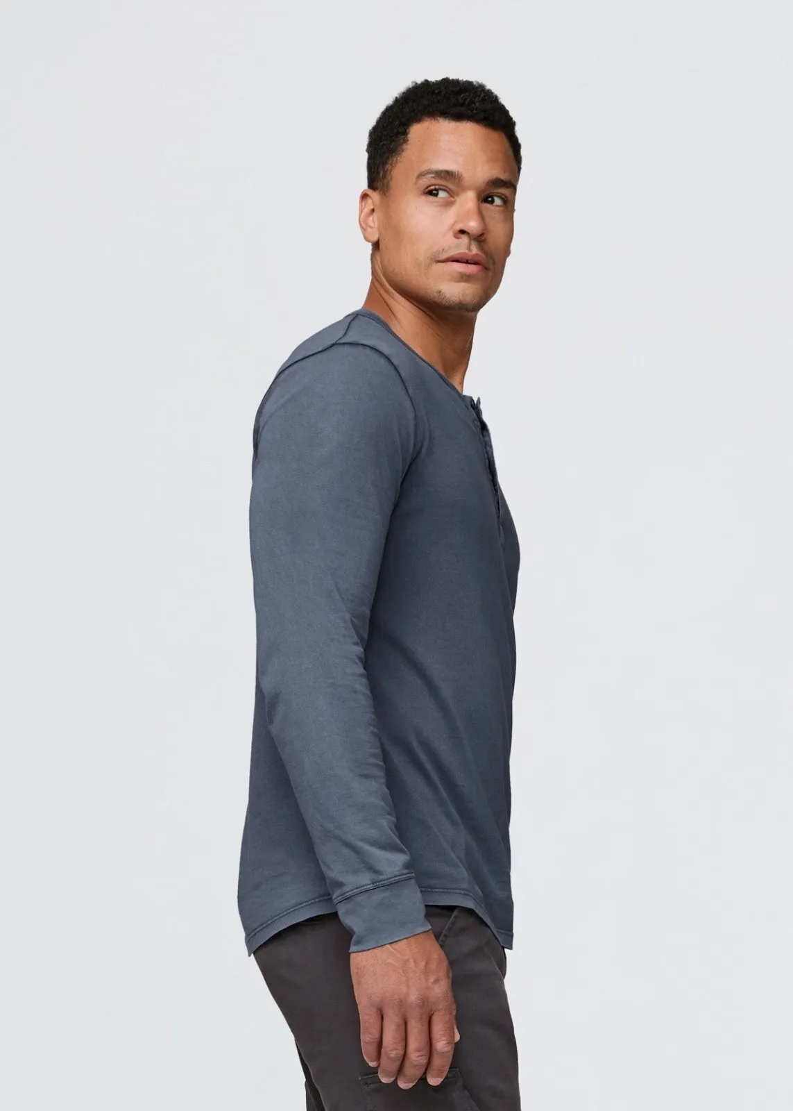 PurePima Vintage Henley - Washed Indigo