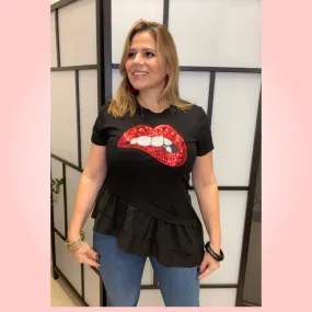 Red Lips Fashion Top