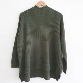 Ribbed Funnel Neck Jumper in Khaki