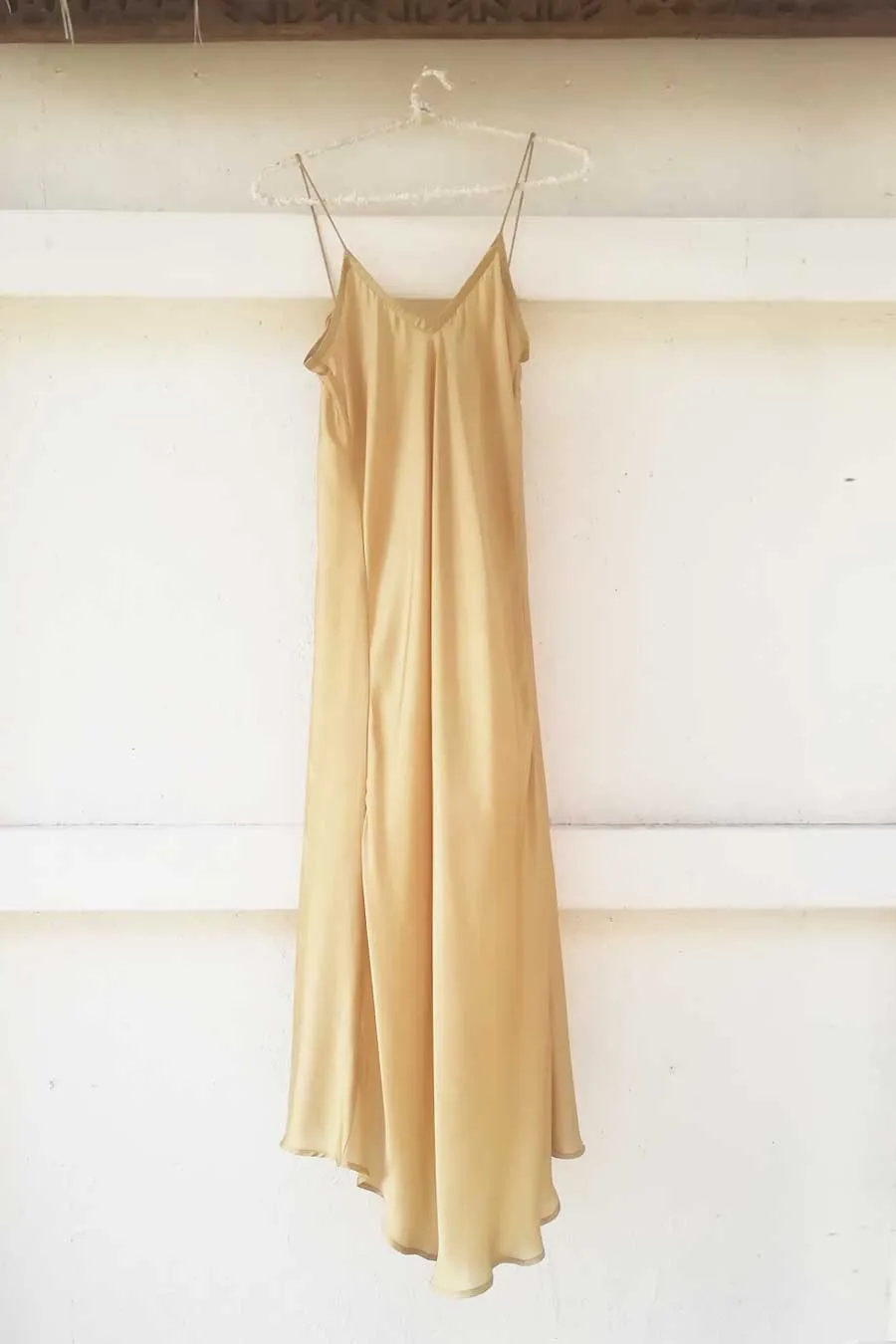 ROSE SILK SLIP DRESS GOLD