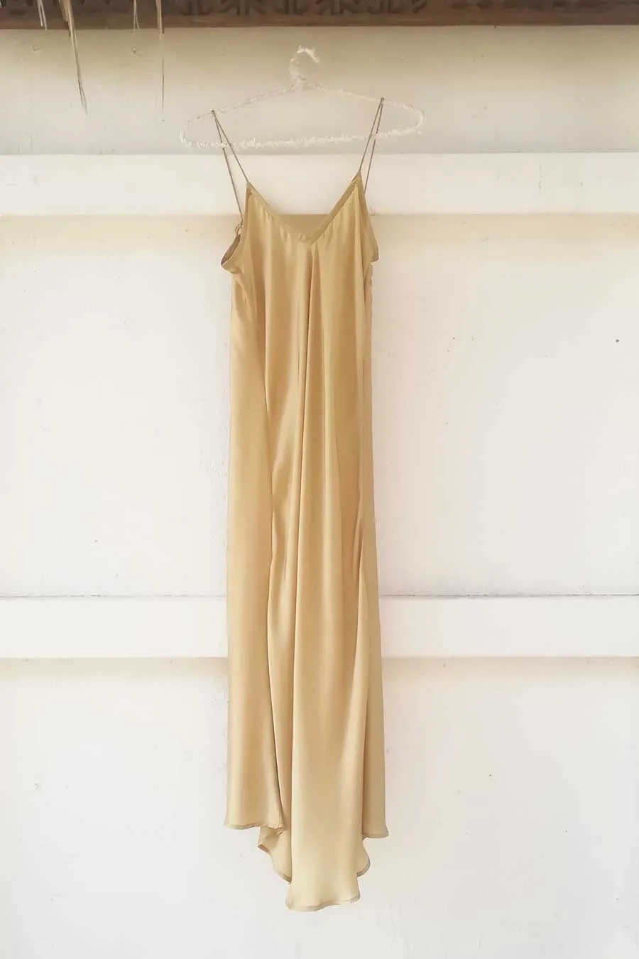 ROSE SILK SLIP DRESS GOLD