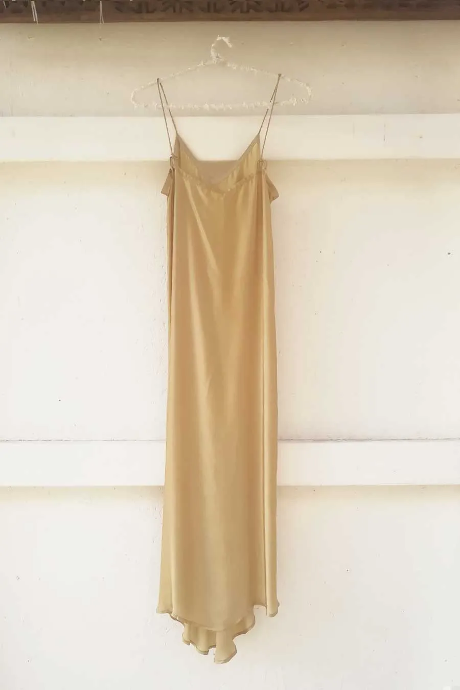 ROSE SILK SLIP DRESS GOLD